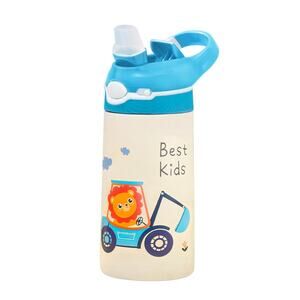 iMountek 400ml Insulated Stainless Steel Water Bottle with Straw for Kids - Blue